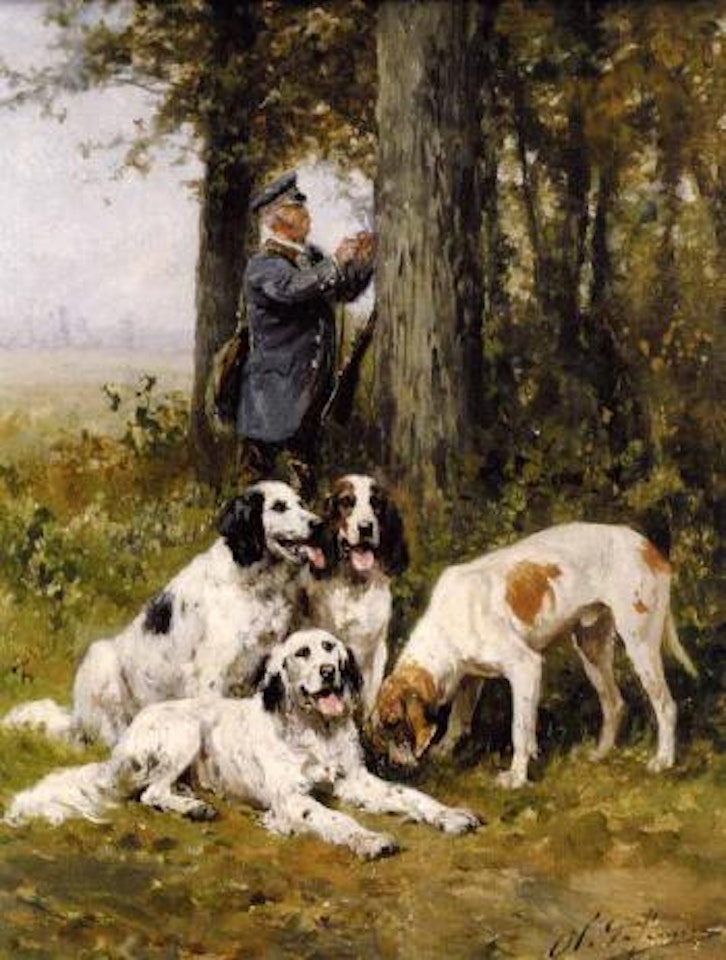 Chiens de chasse au repos by Olivier de Penne