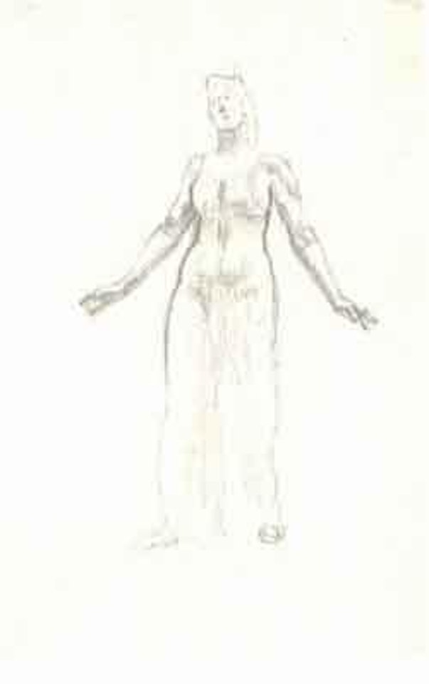 Figure standing. Profile of female's head by Ferdinand Hodler