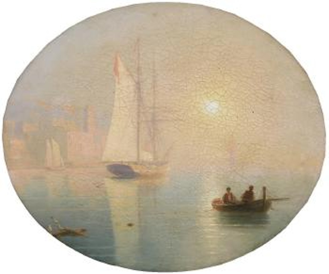 Harbour scene at dawn by Ivan Konstantinovich Aivazovsky