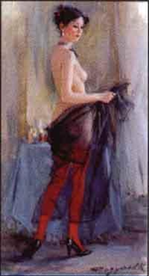 Black chiffon and red stockings by Constantin Razoumov