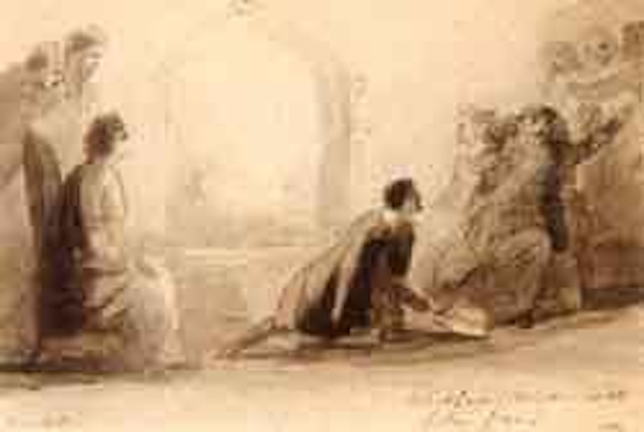 What, frightened with false fire, sketch for Hamlet by Alfred Jacob Miller