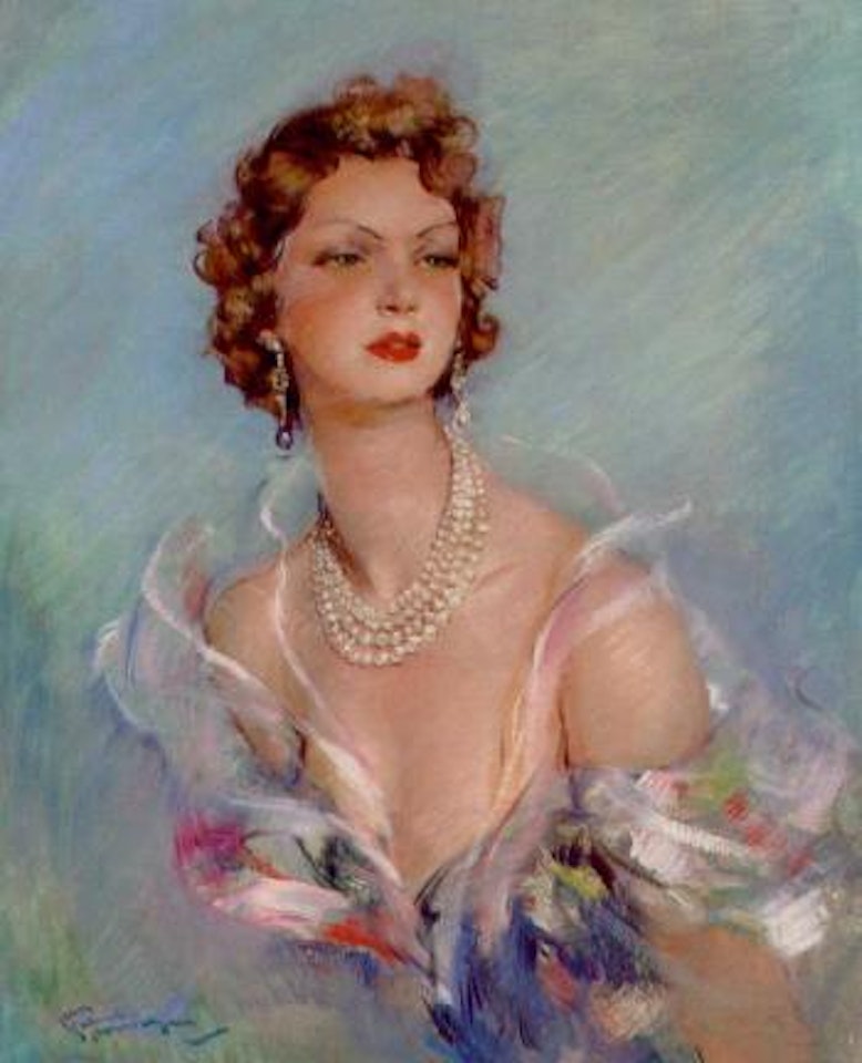 Femme au collier de perles by Jean Gabriel Domergue