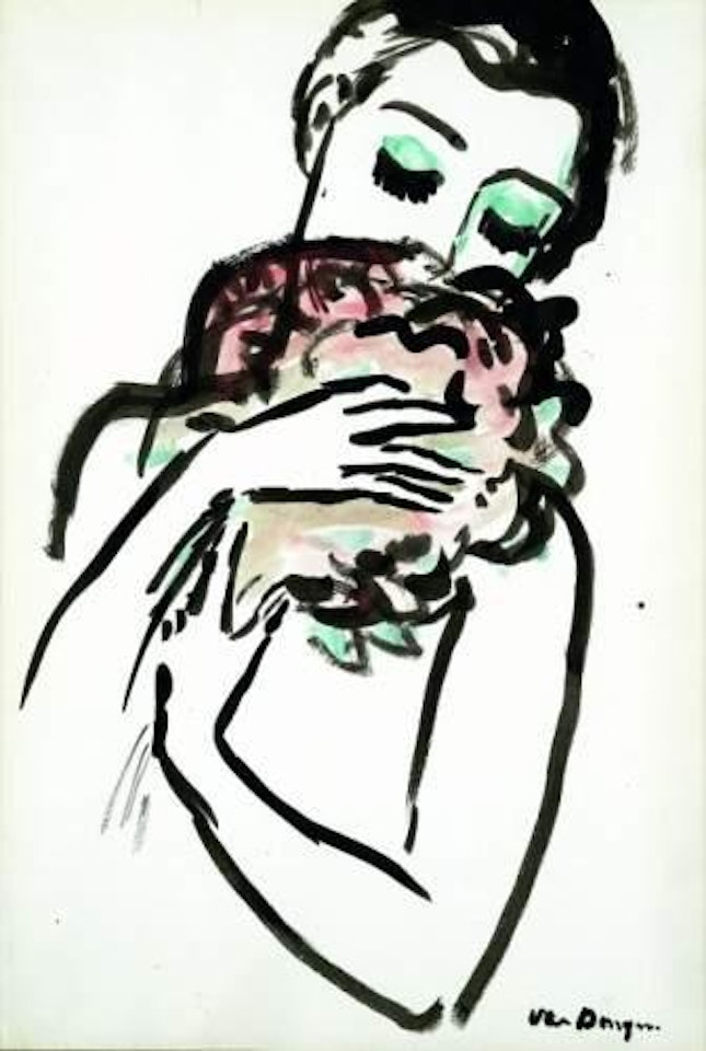 Jeune femme au bouquet de fleurs by Kees van Dongen
