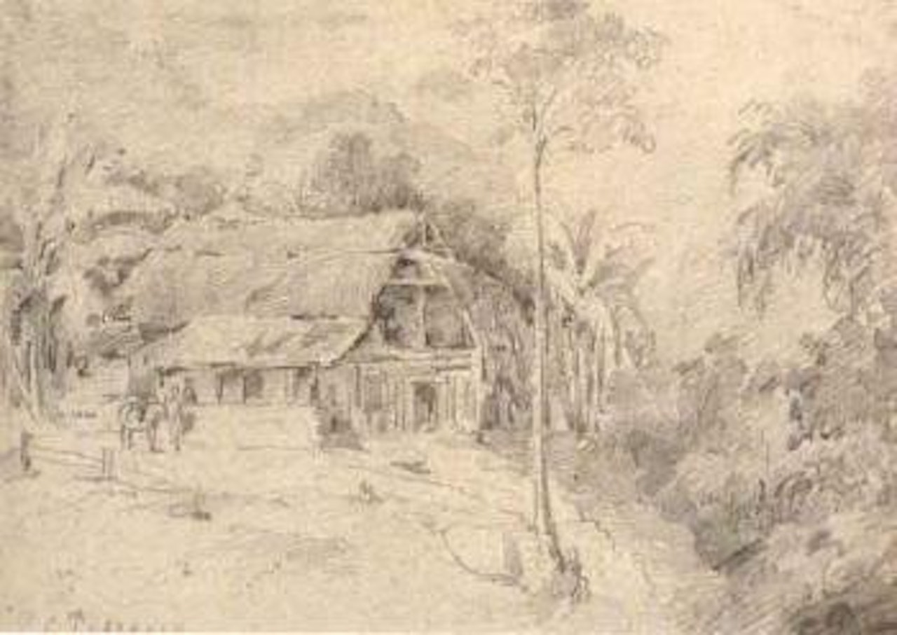 Cottage in the jungle by Camille Pissarro