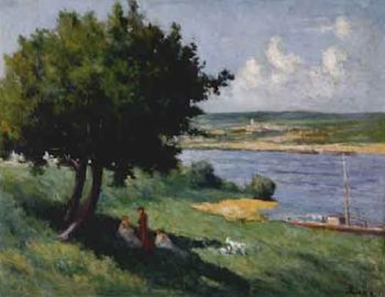 Gardiens de chevres au bord de la Seine by Maximilien Luce