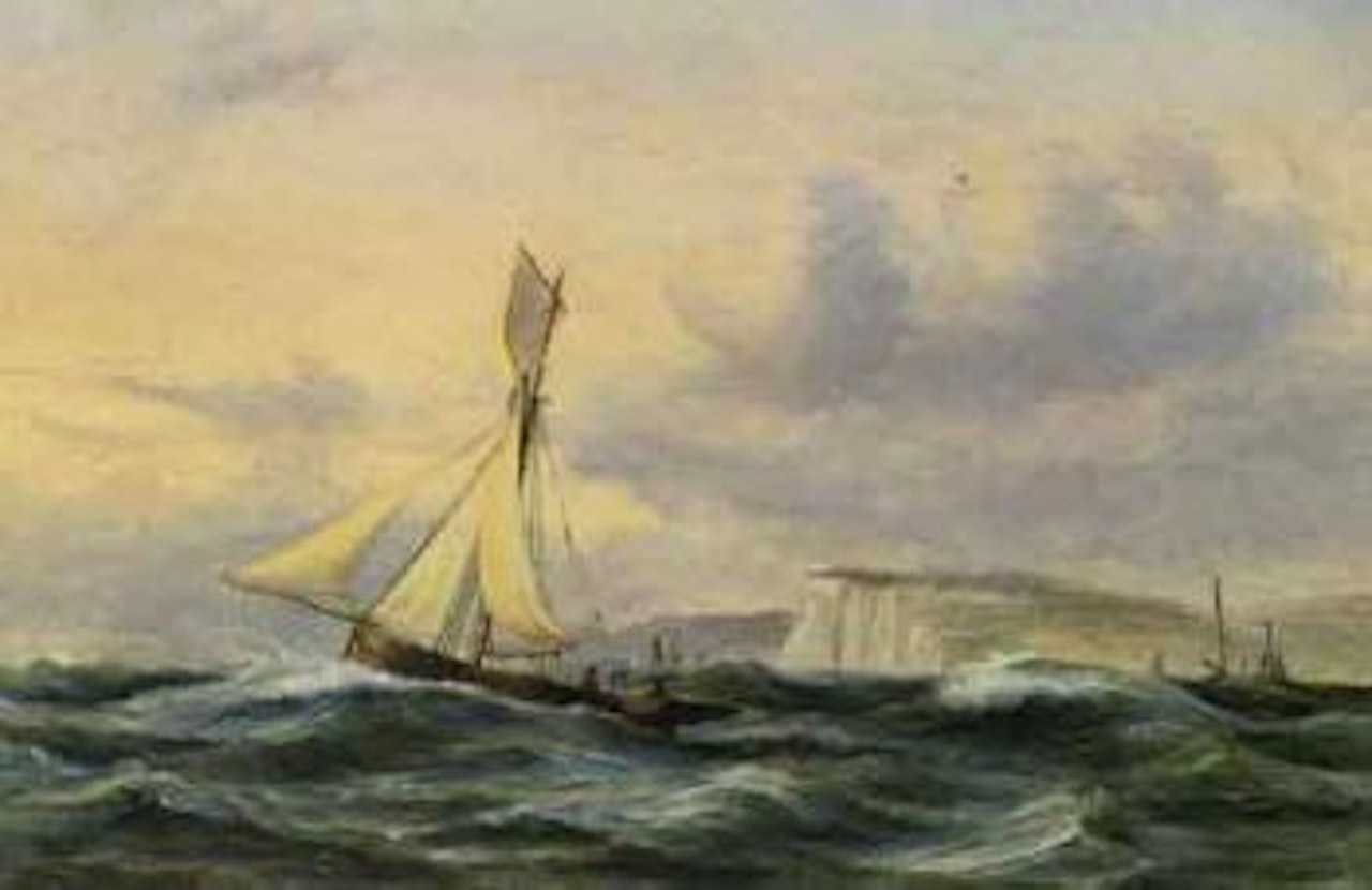 Seascape with vessels near Rugen by Anton Melbye
