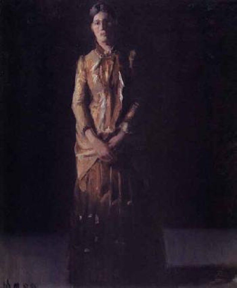 Portrait of Anna Ancher standing by Michael Ancher