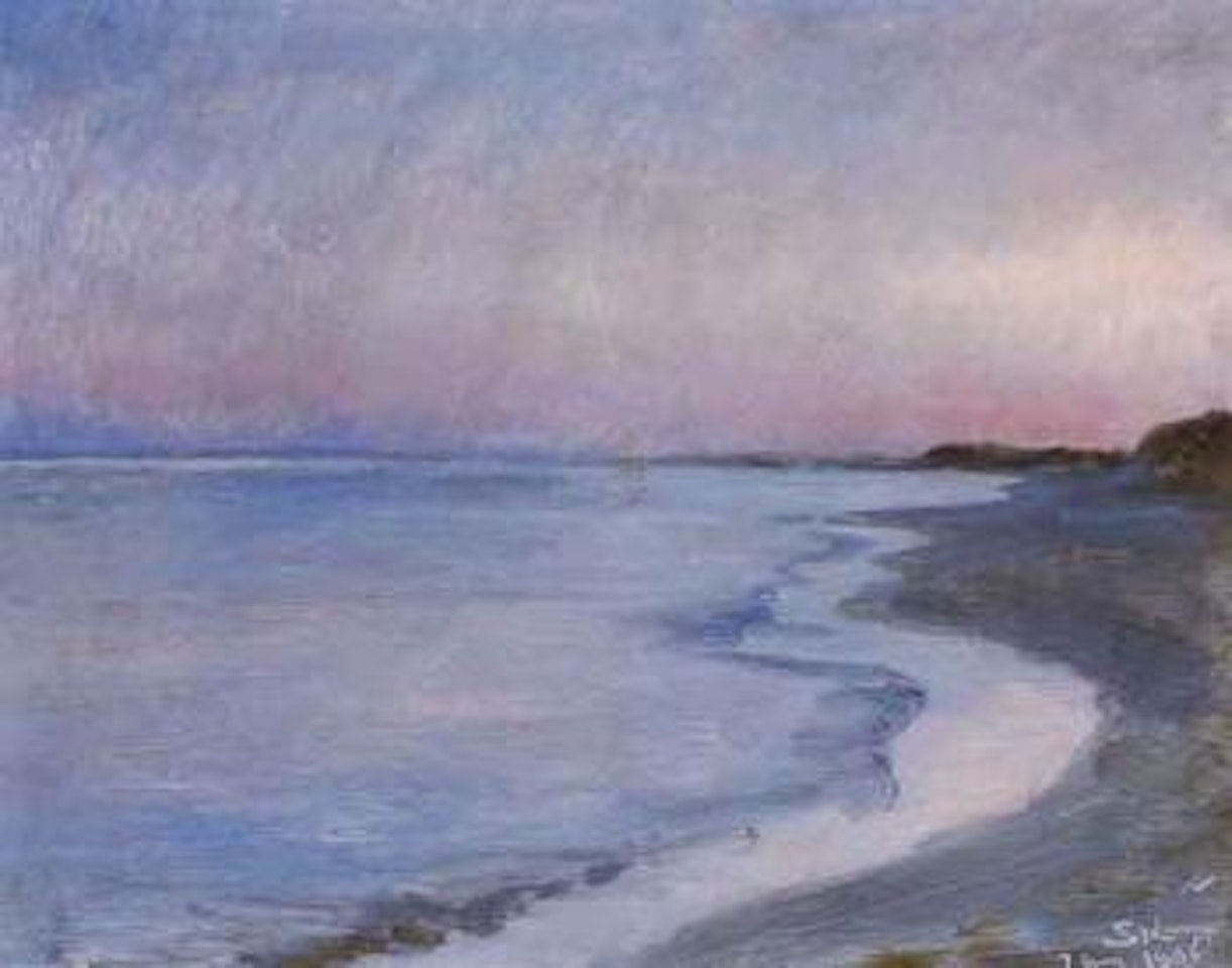View across the beach at evening dusk, Skagen Strand by Peder Severin Kröyer