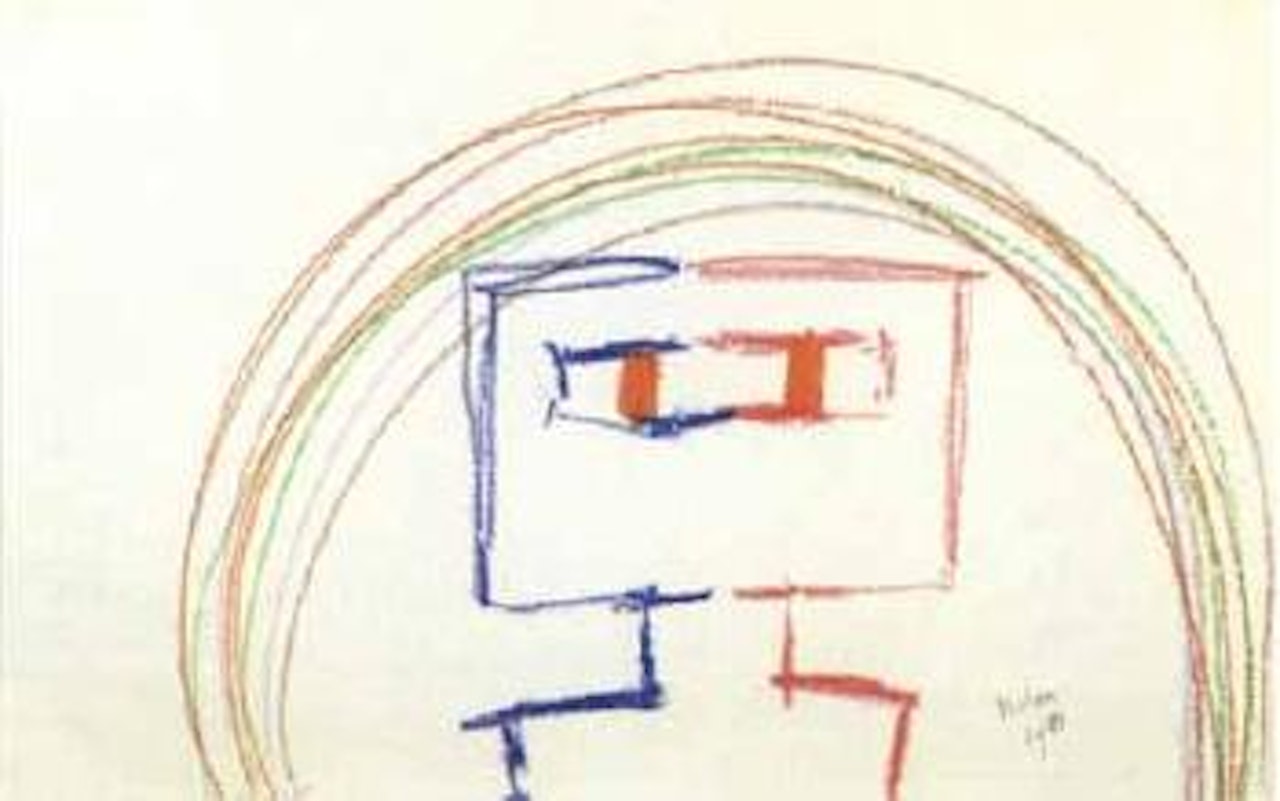 Ned Kelly under rainbow by Sidney Nolan