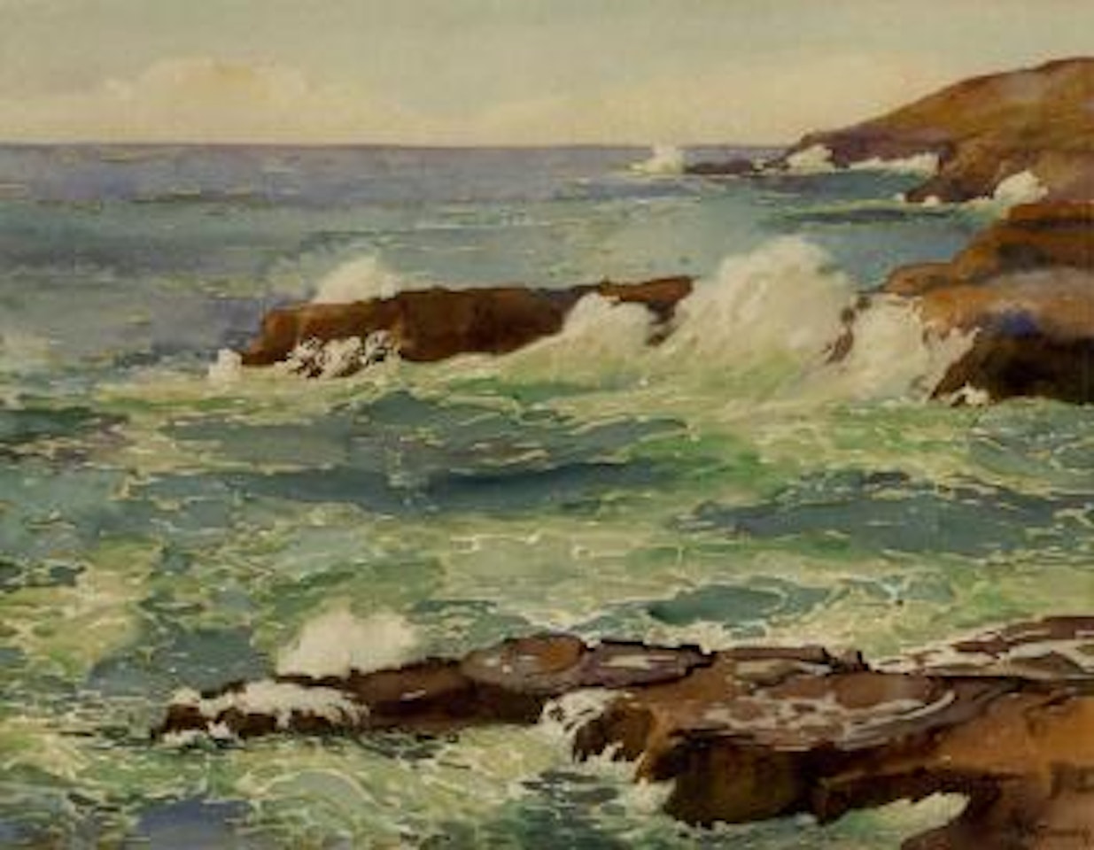 Crashing waves by Joseph Henry Sharp