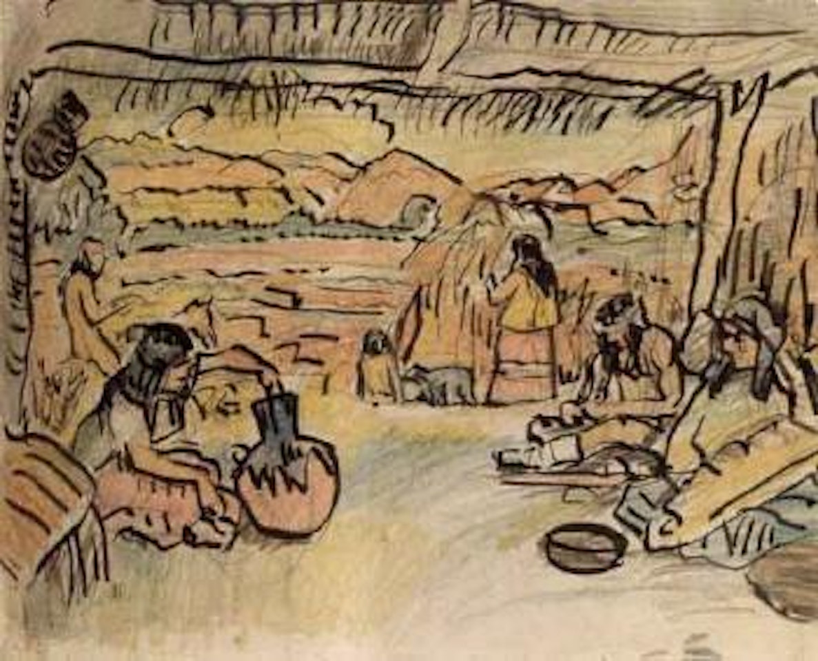 Native American, encampment by George Leslie Hunter