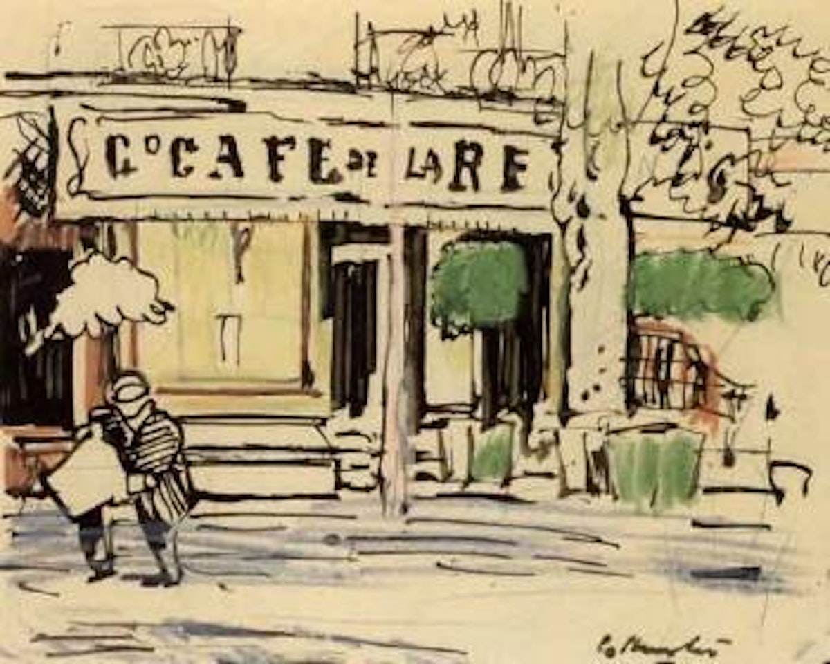 The morning new, Cafe a Vence by George Leslie Hunter