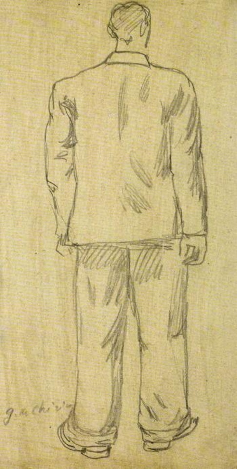 Visitatore di spalle - Visitor from the back by Giorgio de Chirico