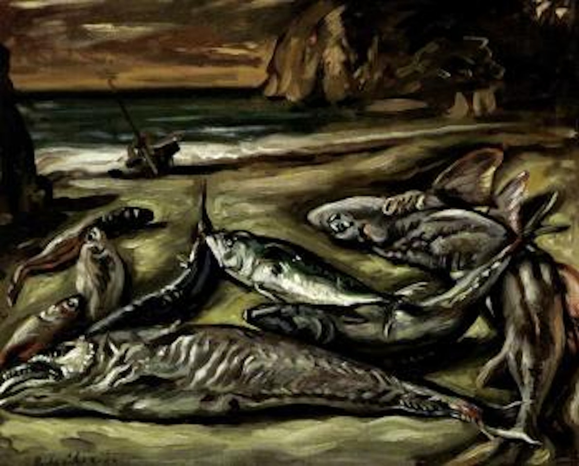 Pesci sulla spiaggia - Fish on the beach by Giorgio de Chirico