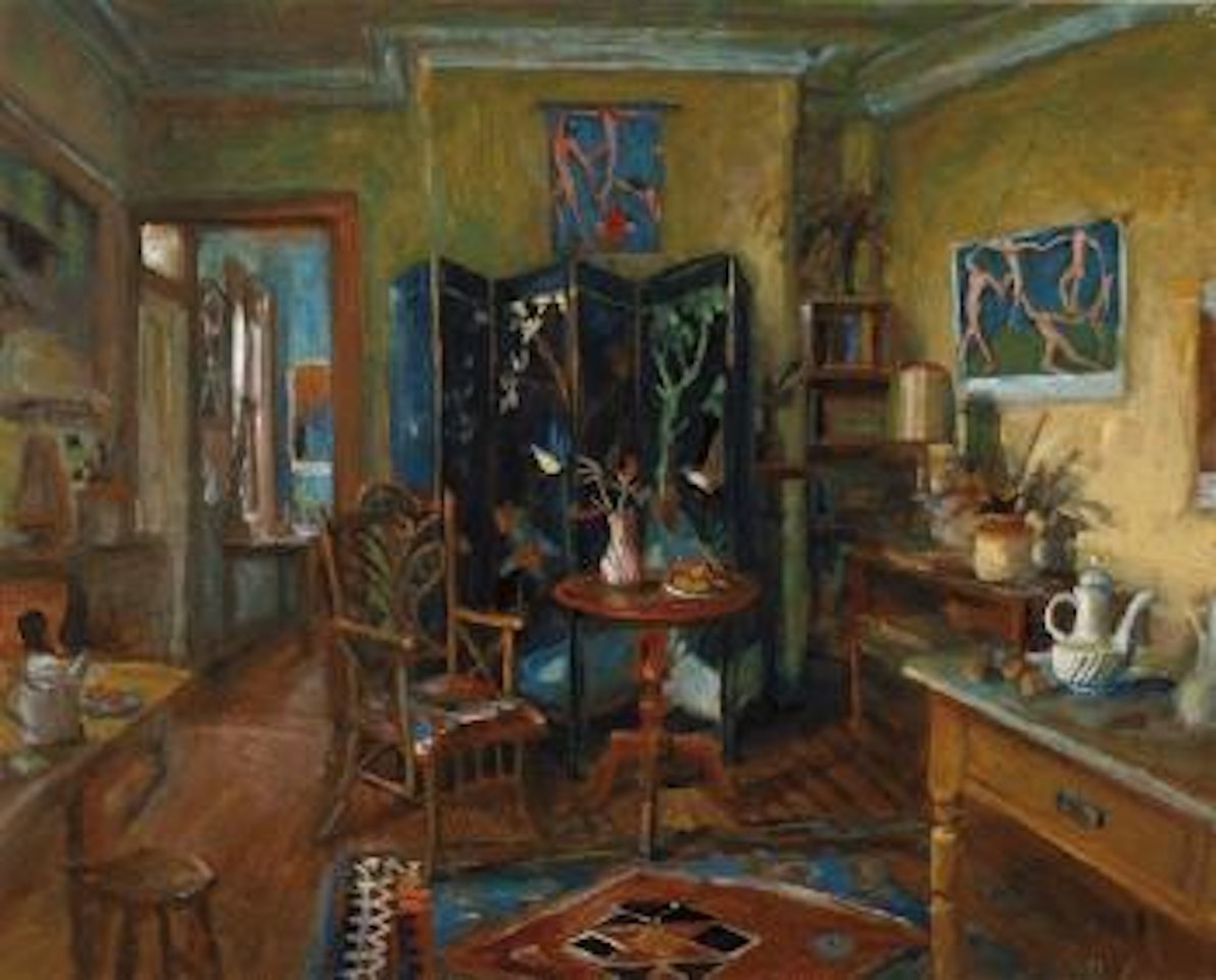 Afternoon, Chinese screen and yellow room by Margaret Hannah Olley