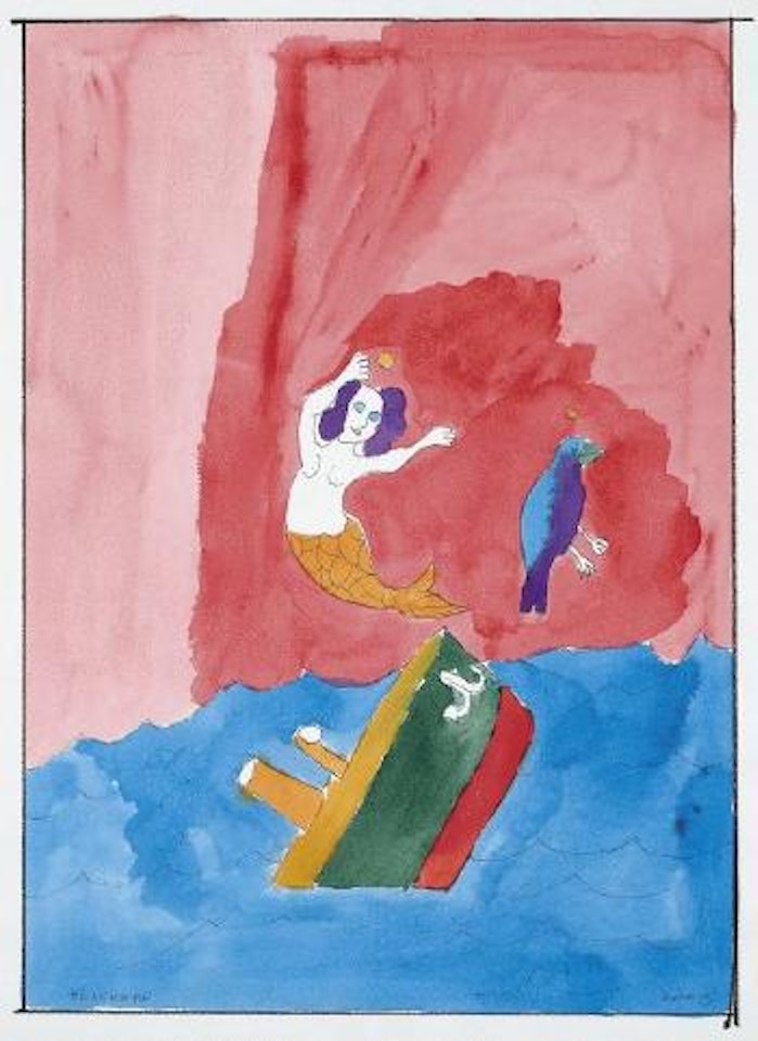 Mermaid and sinking ship by Charles Blackman