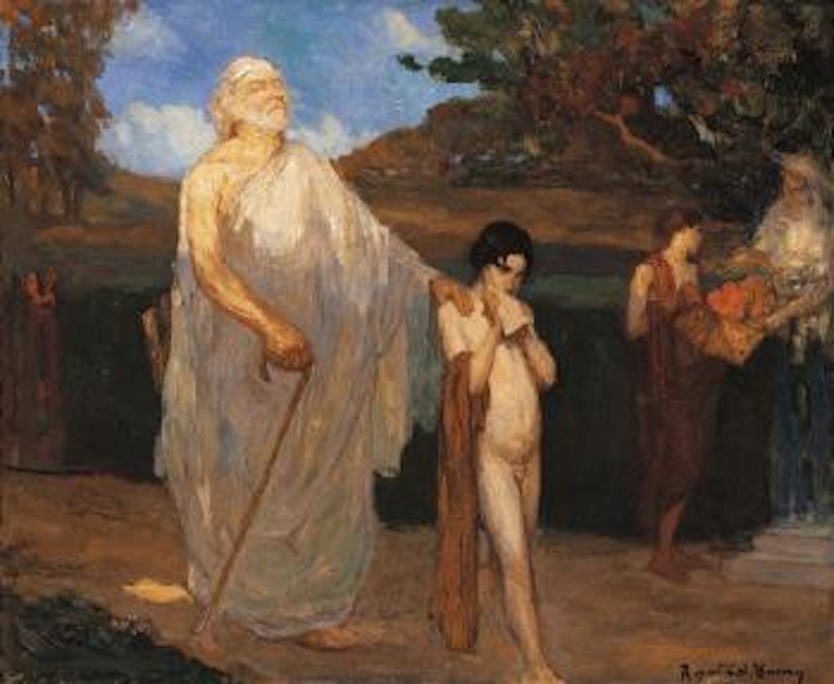 Tiresius being led by a boy playing pan flute by Rupert Charles Wulsten Bunny