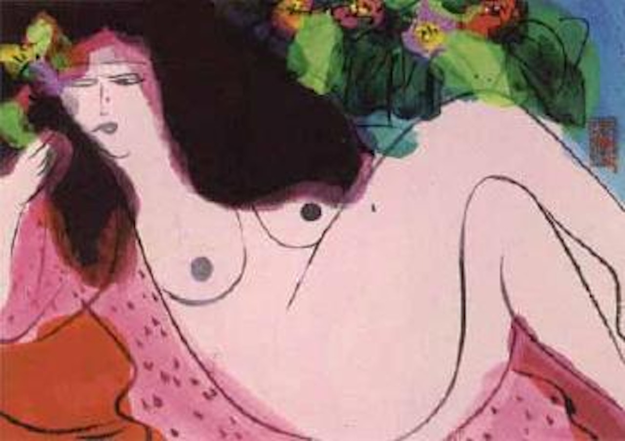 Reclining female nude by Walasse Ting