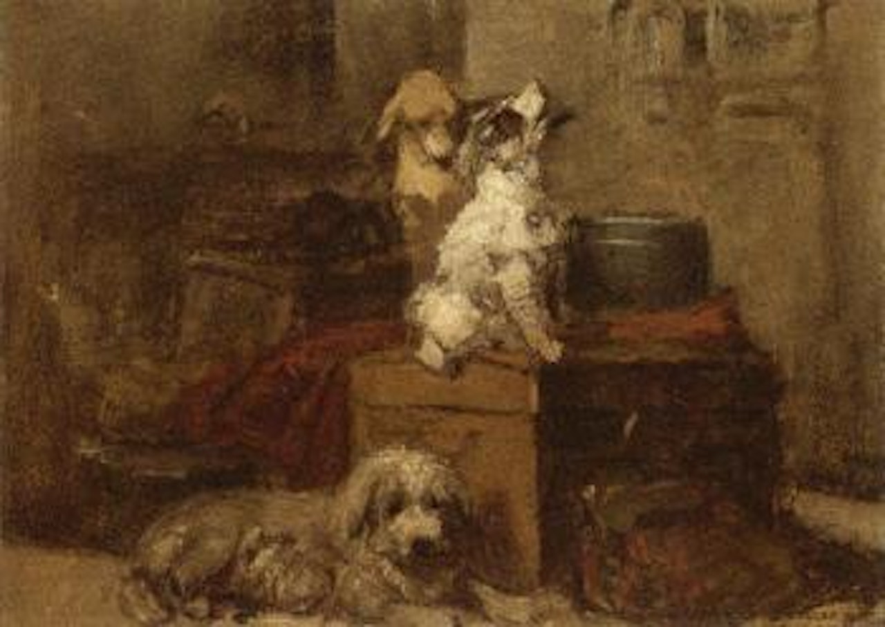 Three dogs, study by Henriette Ronner-Knip