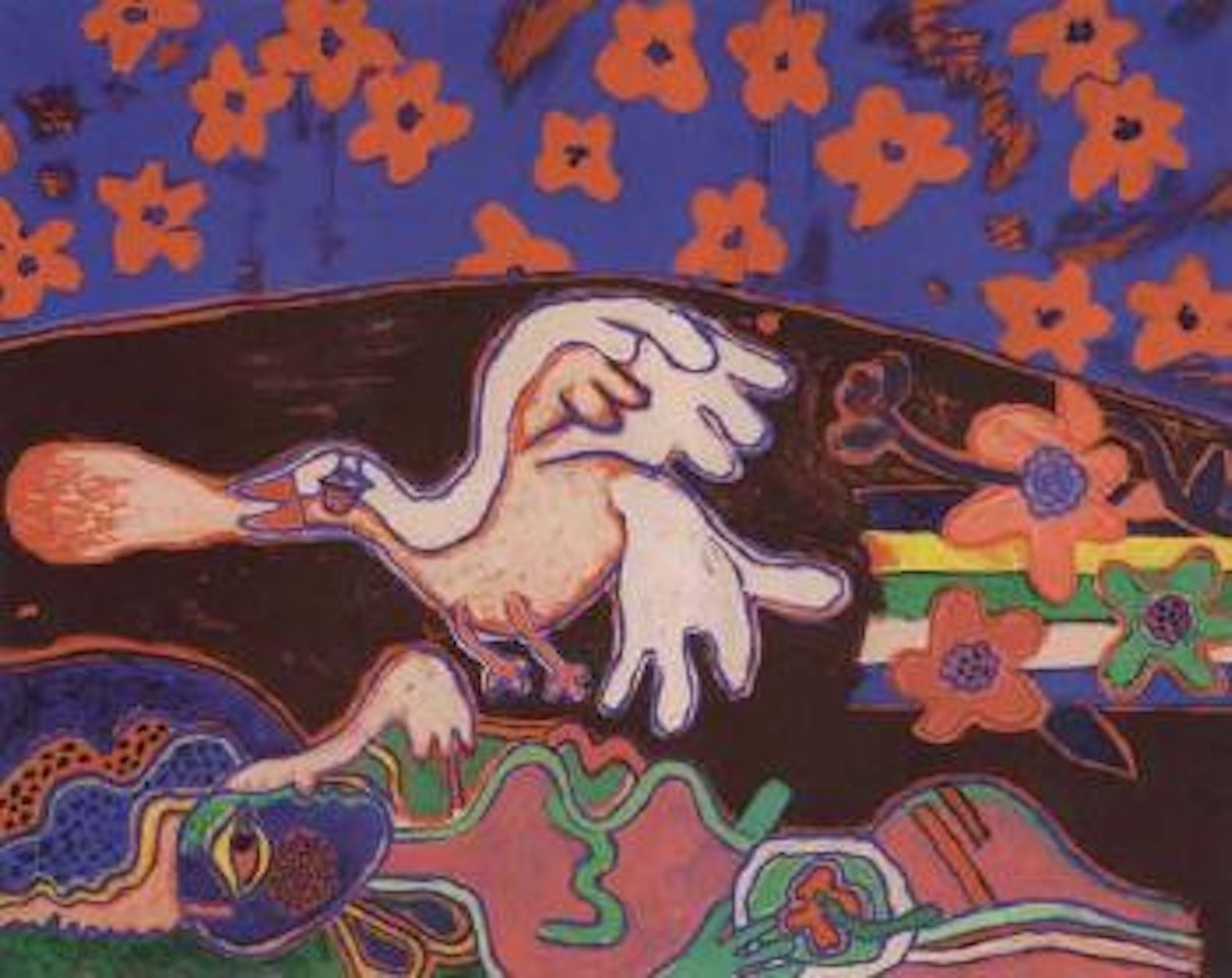 Sous le ciel fleuri l'oiseau, la femme by Corneille
