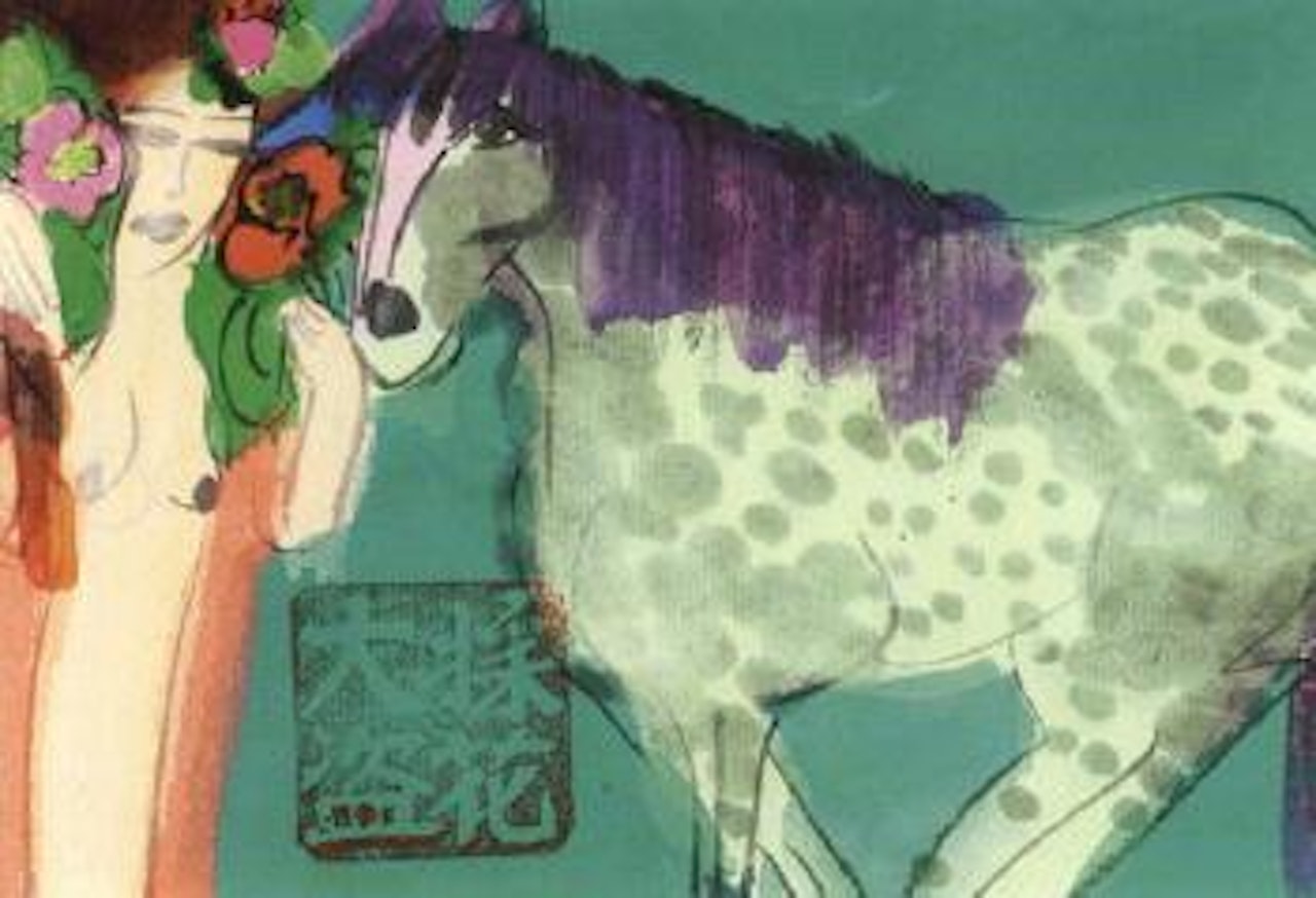 Woman with horse by Walasse Ting