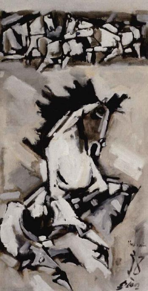 Horse with raised foreleg by M.F. Husain