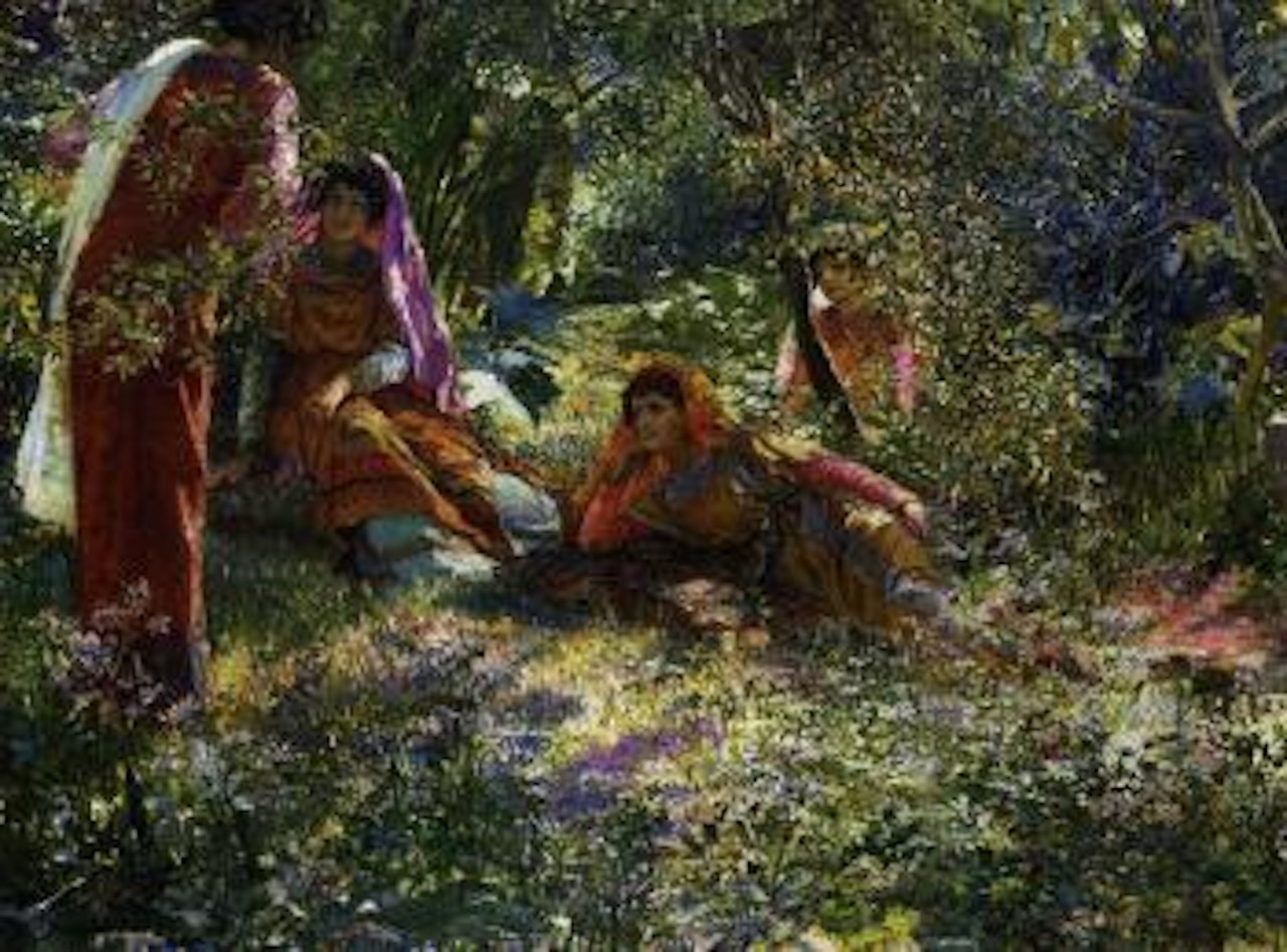 Young women resting in the garden at El Biar in Algiers by Georges Antoine Rochegrosse