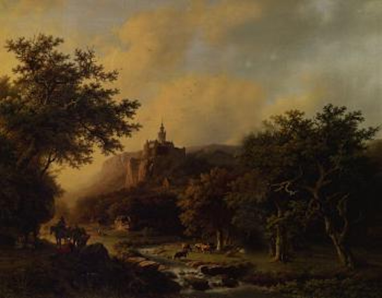 Landscape with castle by Barend Cornelis Koekkoek