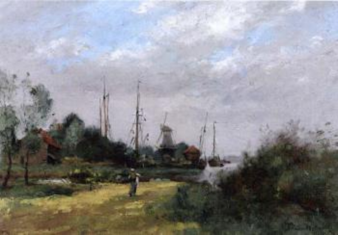 A walk near the windmills by Paul Désiré Trouillebert