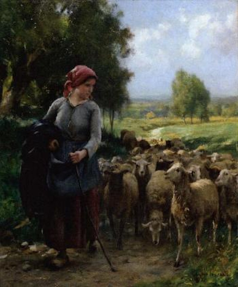 Shepherdess and her flock by Julien Dupré