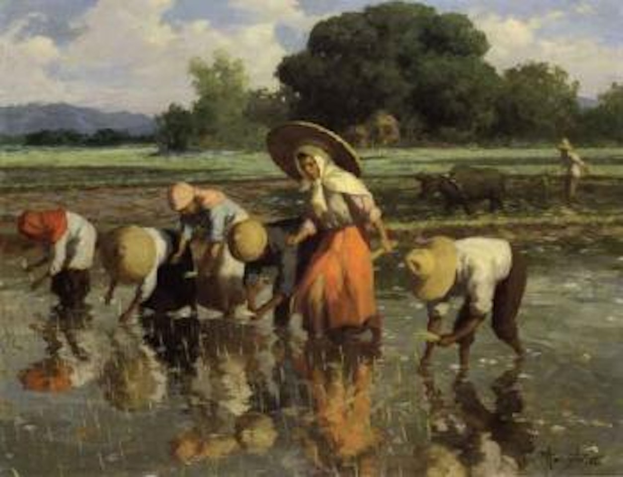 Working in the paddy fields by Fernando Amorsolo