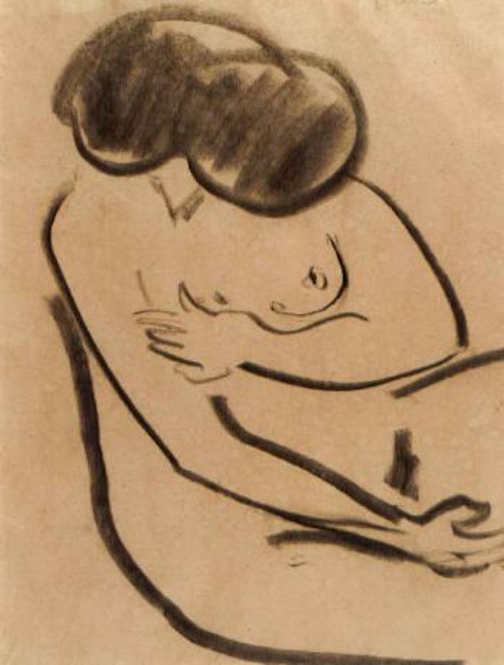Seated nude by Ernst Ludwig Kirchner