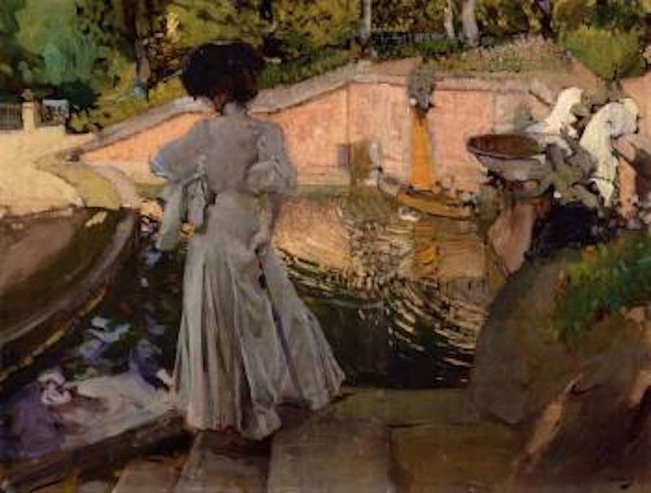 Maria mirando los peces - Maria looking at the fish by Joaquin Sorolla Y Bastida
