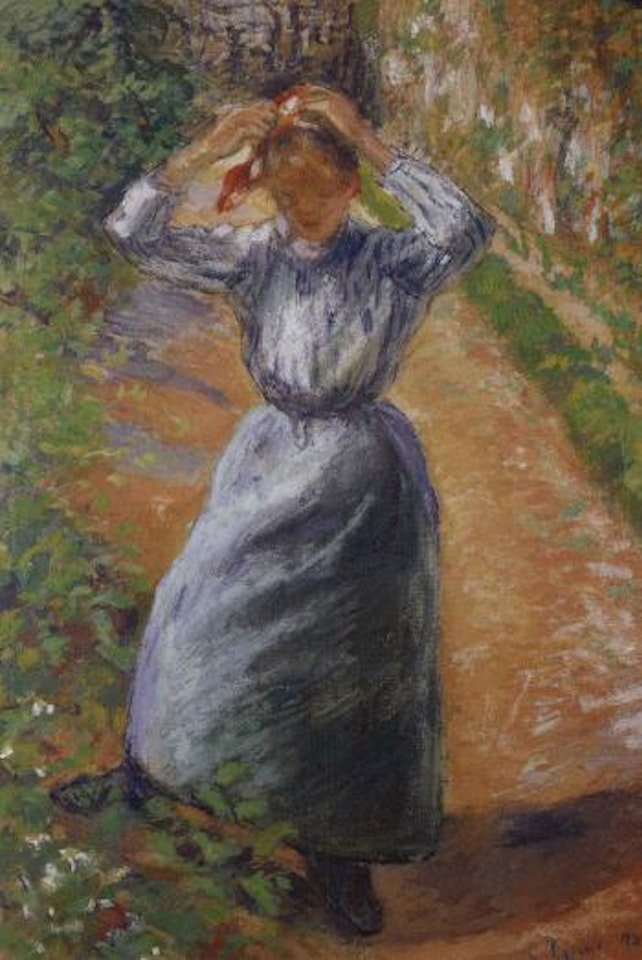 Paysanne rattachant sa marmotte by Camille Pissarro