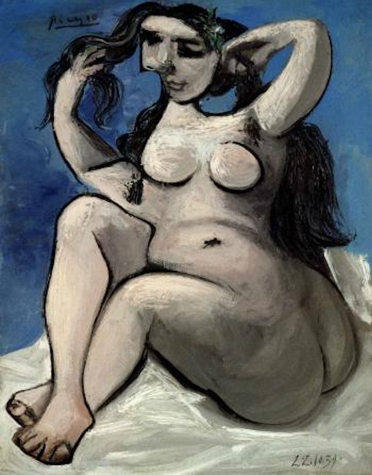 Nu assis sur bleu by Pablo Picasso