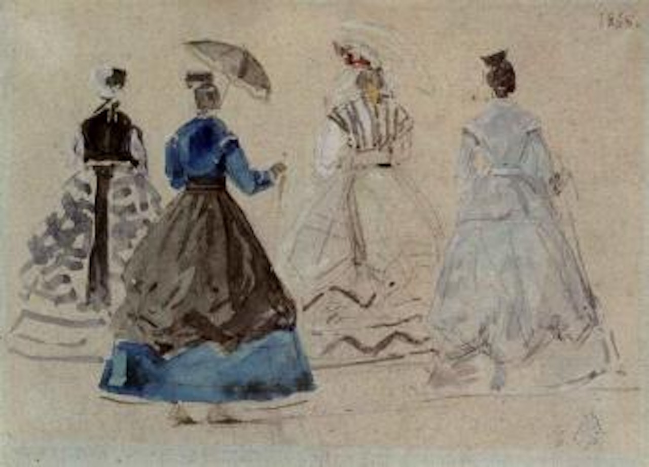 Quatre femmes a la plage by Eugène Boudin