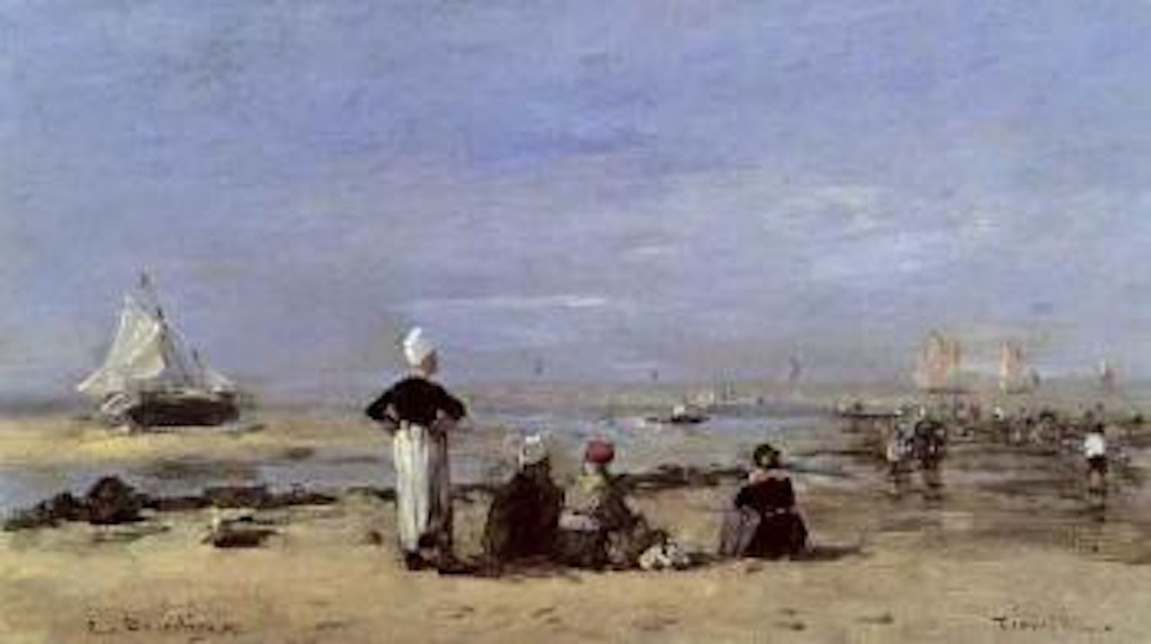 Maree basse a Trouville by Eugène Boudin