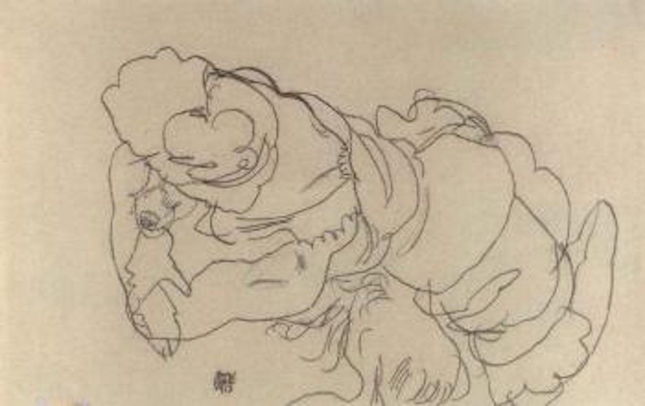 Edith Schiele with her dog Lord by Egon Schiele