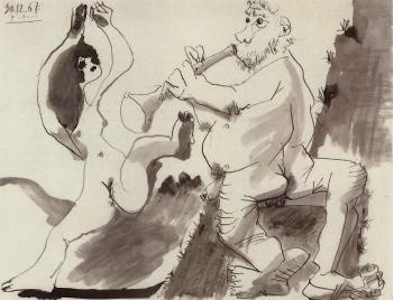 Danseuse et musicien nus by Pablo Picasso