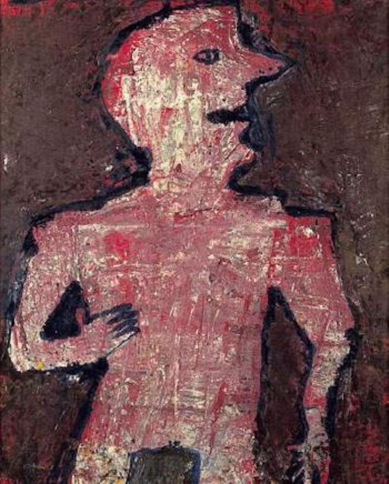 Personnage rouge cerne de bleu by Jean Dubuffet