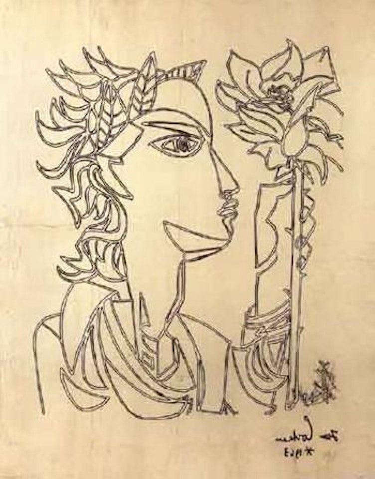 Profil a la fleur by Jean Cocteau