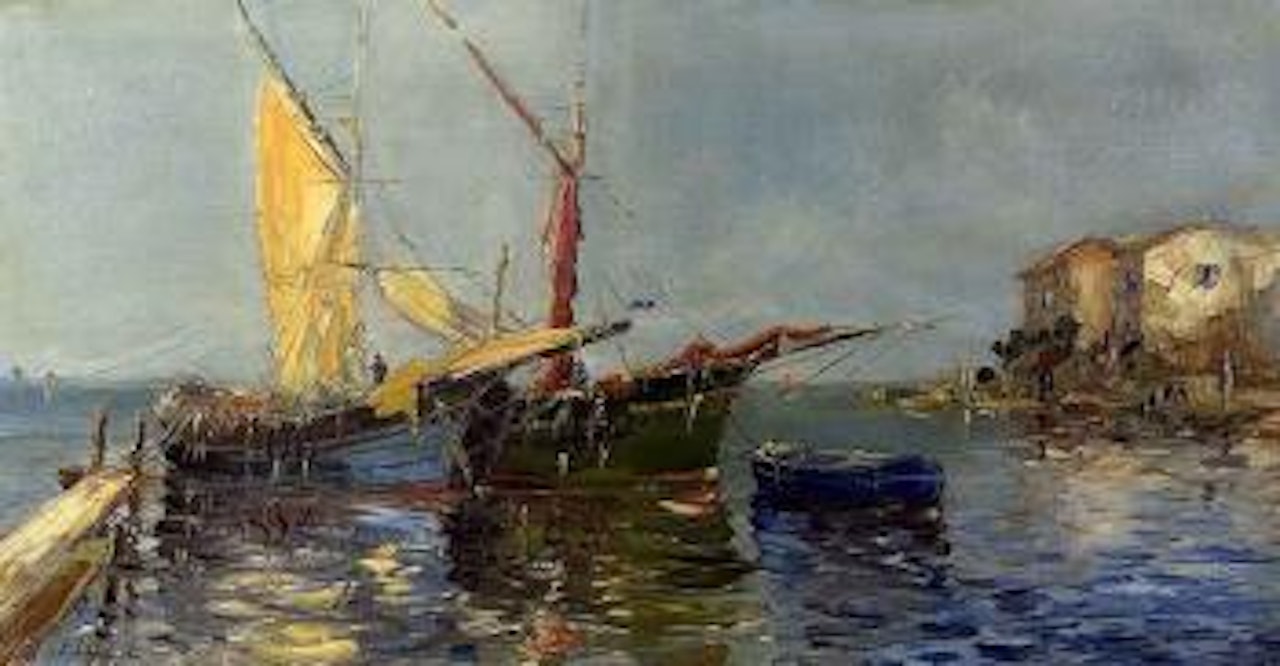 Barque et tartares aux Martigues by Georgij Aleksandrovic Lapschin
