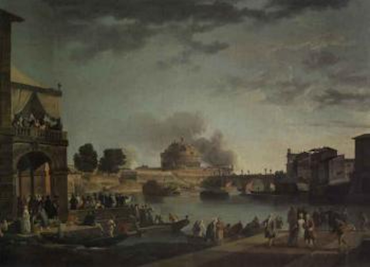 Vue de Rome avec le chateau Saint Ange by French School