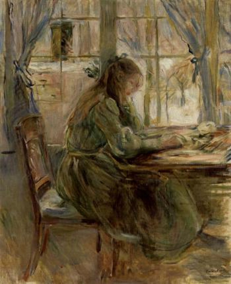 Jeune fille ecrivant by Berthe Morisot