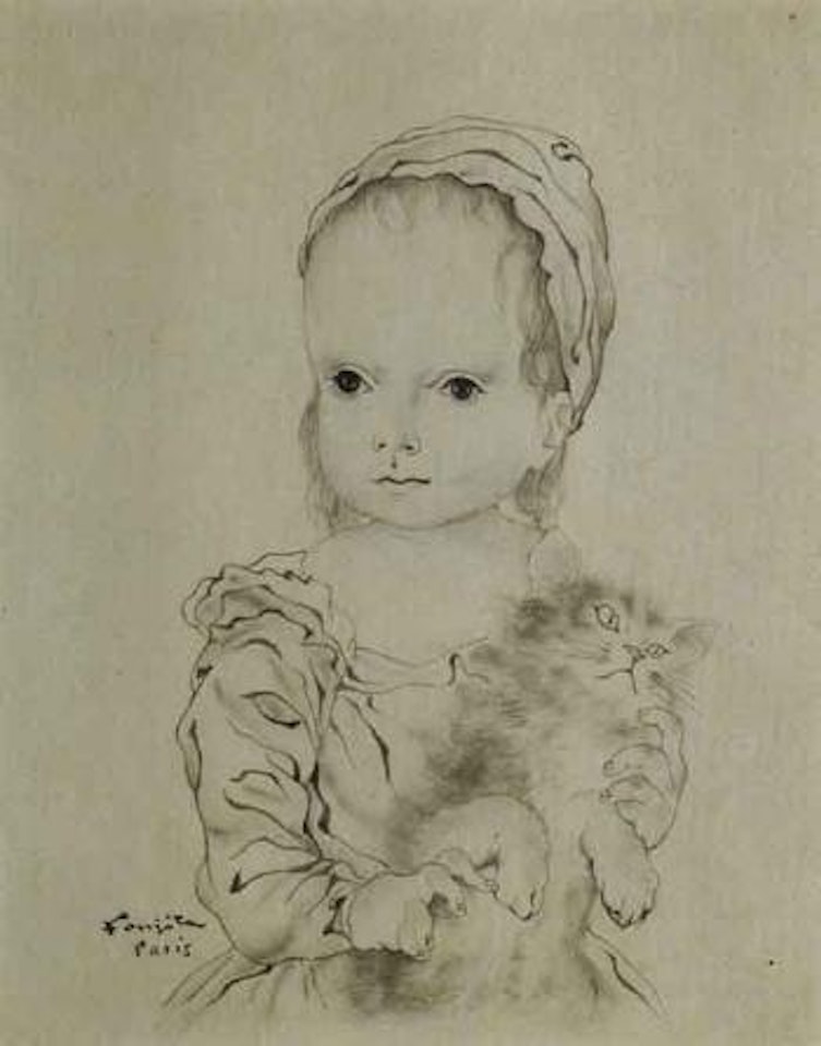 Petite fille au chat by Leonard Tsuguharu Foujita