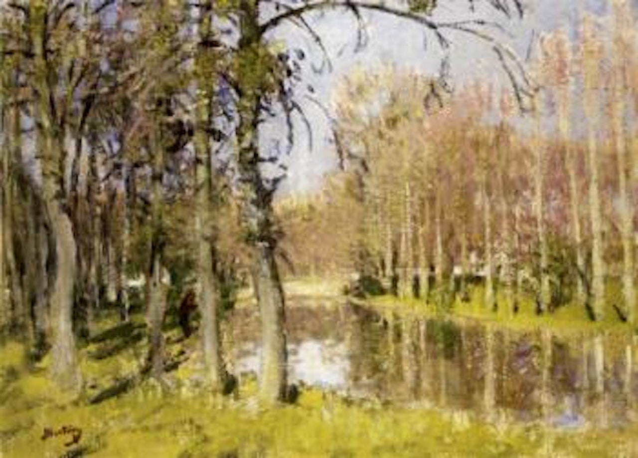 Le pecheur, le matin au printemps by Pierre Eugène Montezin