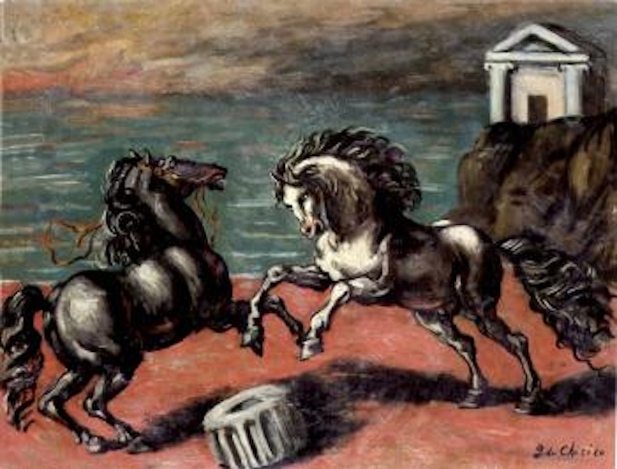 Cavalli nel paesaggio by Giorgio de Chirico