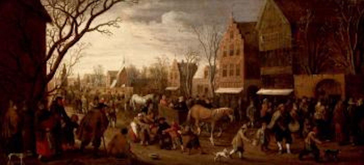 Town view with figures by Joost Cornelisz Droochsloot