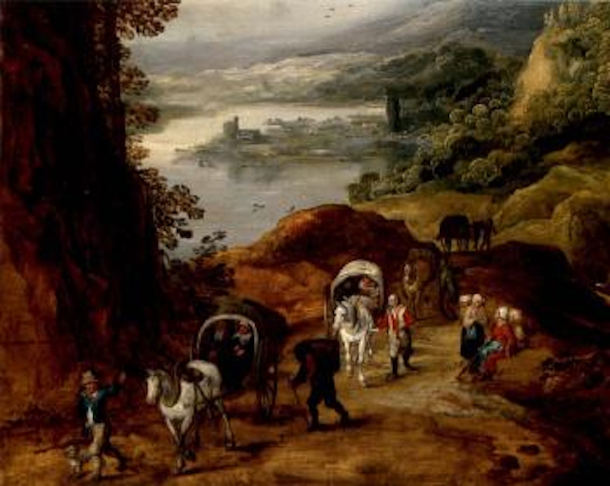 Travellers on mountain path by Jan Brueghel by Joos de Momper the Younger