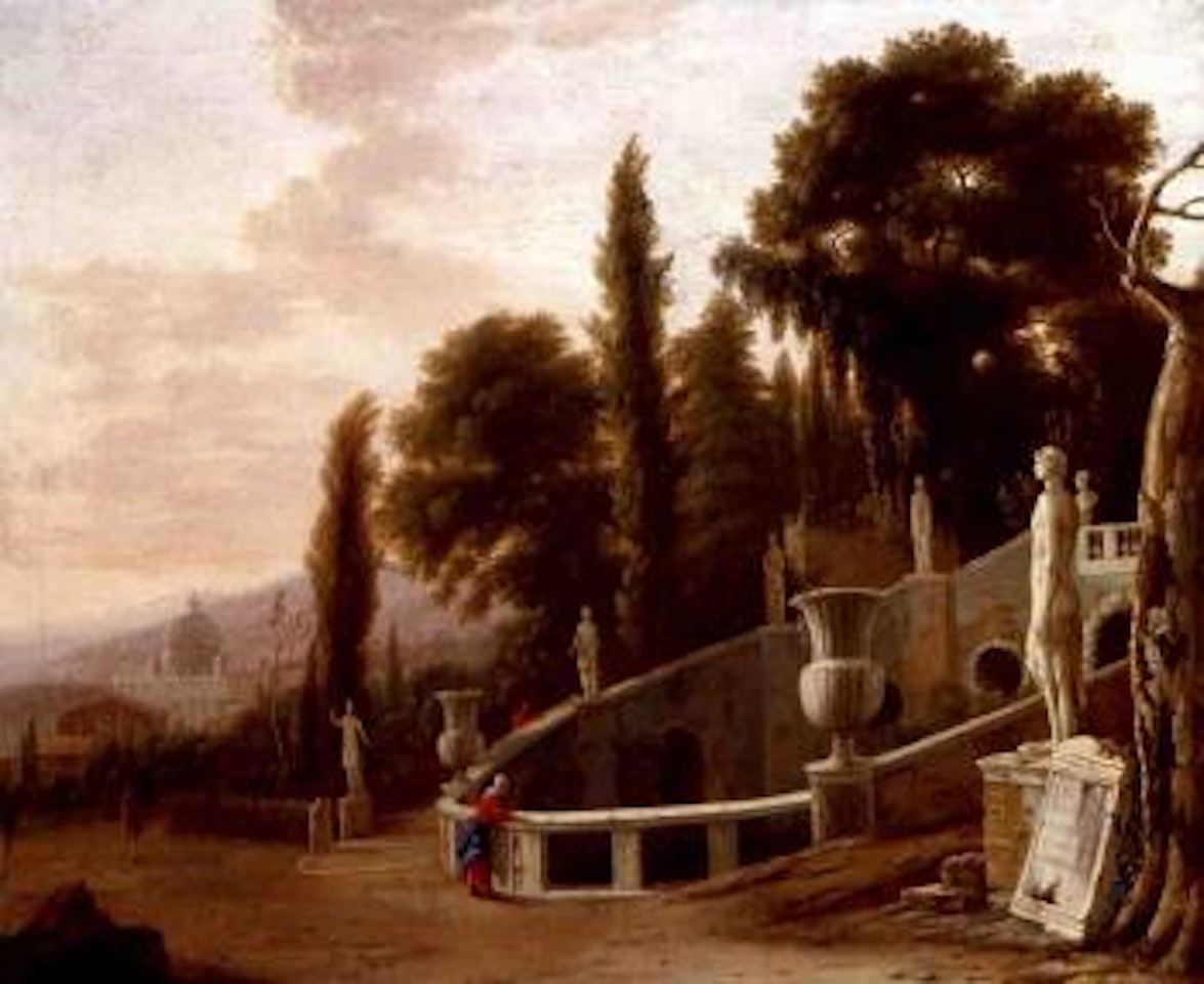 Figures by fountain by Isaac de Moucheron